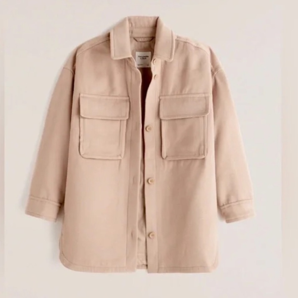 ABERCROMBIE AND FITCH WOMENS OVERSIZED TAN SHACKET JACKET XL
